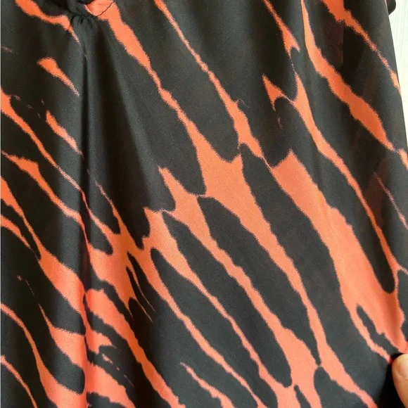 Black and Orange Satin Midi Dress - Picture 5 of 5